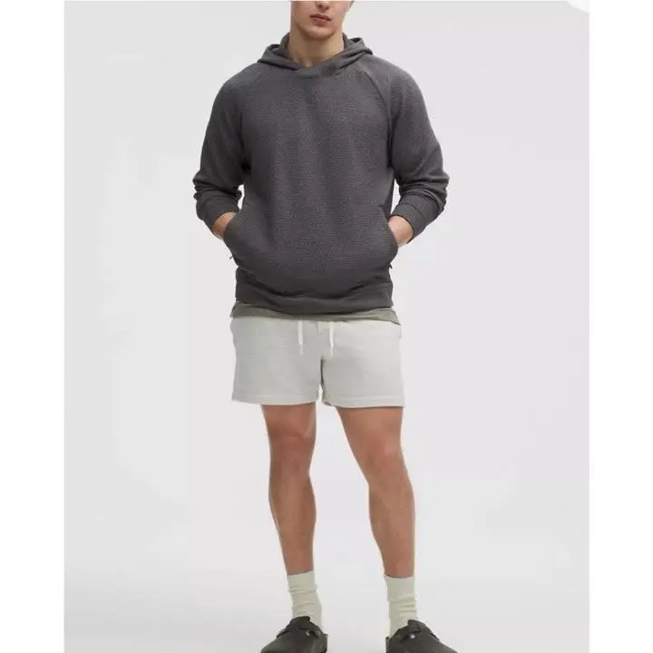 Lululemon Ease The Day Textured Double Knit Cotton Hoodie Grey Black Xxl