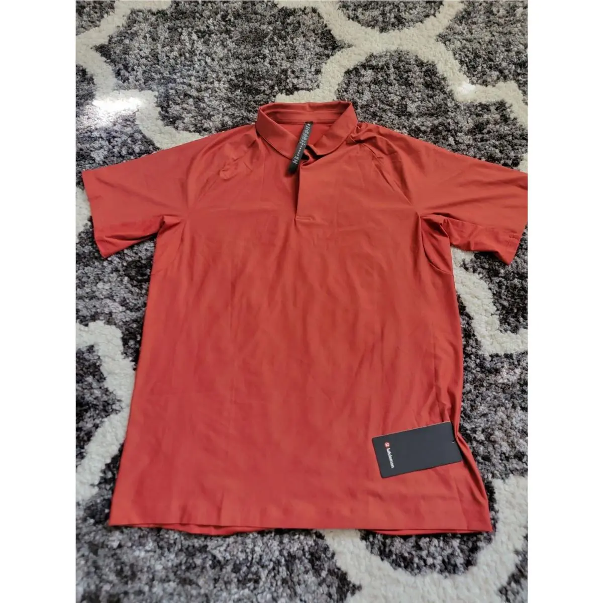 Mens Lululemon Stretch Golf Polo Short Sleeve Shirt L Cynn Burnt Orange