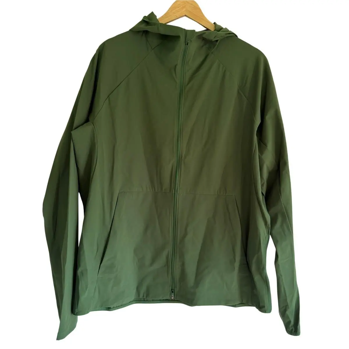 Lululemon Pace Breaker Jacket Mens L Green Olive Full Zip Hooded LM4APWS