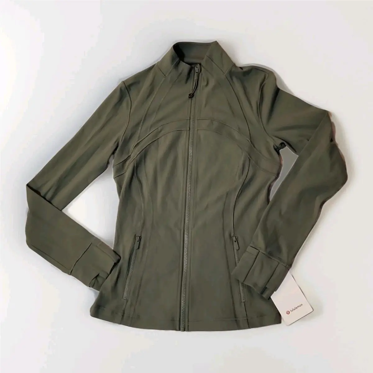 Lululemon Define Jacket Nulu Willow Green sz 8 Thumbholes Zip W3ID8S