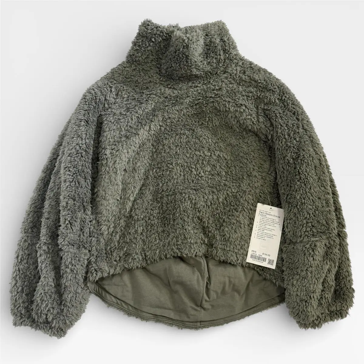 Lululemon Warm Restore Sherpa Pullover Dark Olive Kangaroo Pocket Cozy Xs/s
