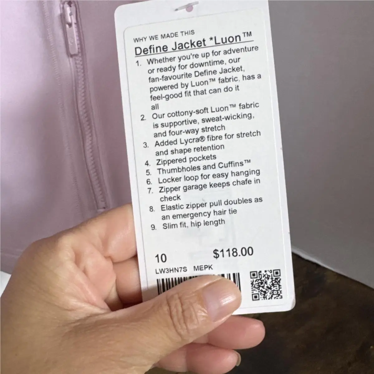 Lululemon clothing - Define Jacket - Define Jacket - Meadowsweet Pink 2
