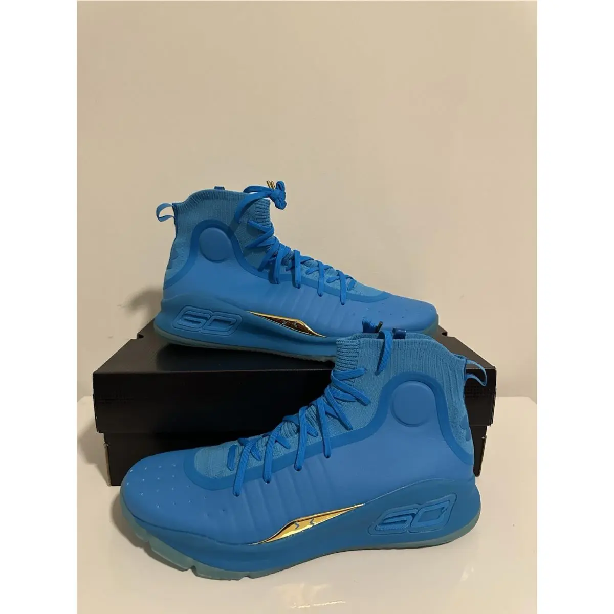 Size 15 Under Armour Curry 4 Retro Flooded Capri Blue - 1298306-404 - Men`s