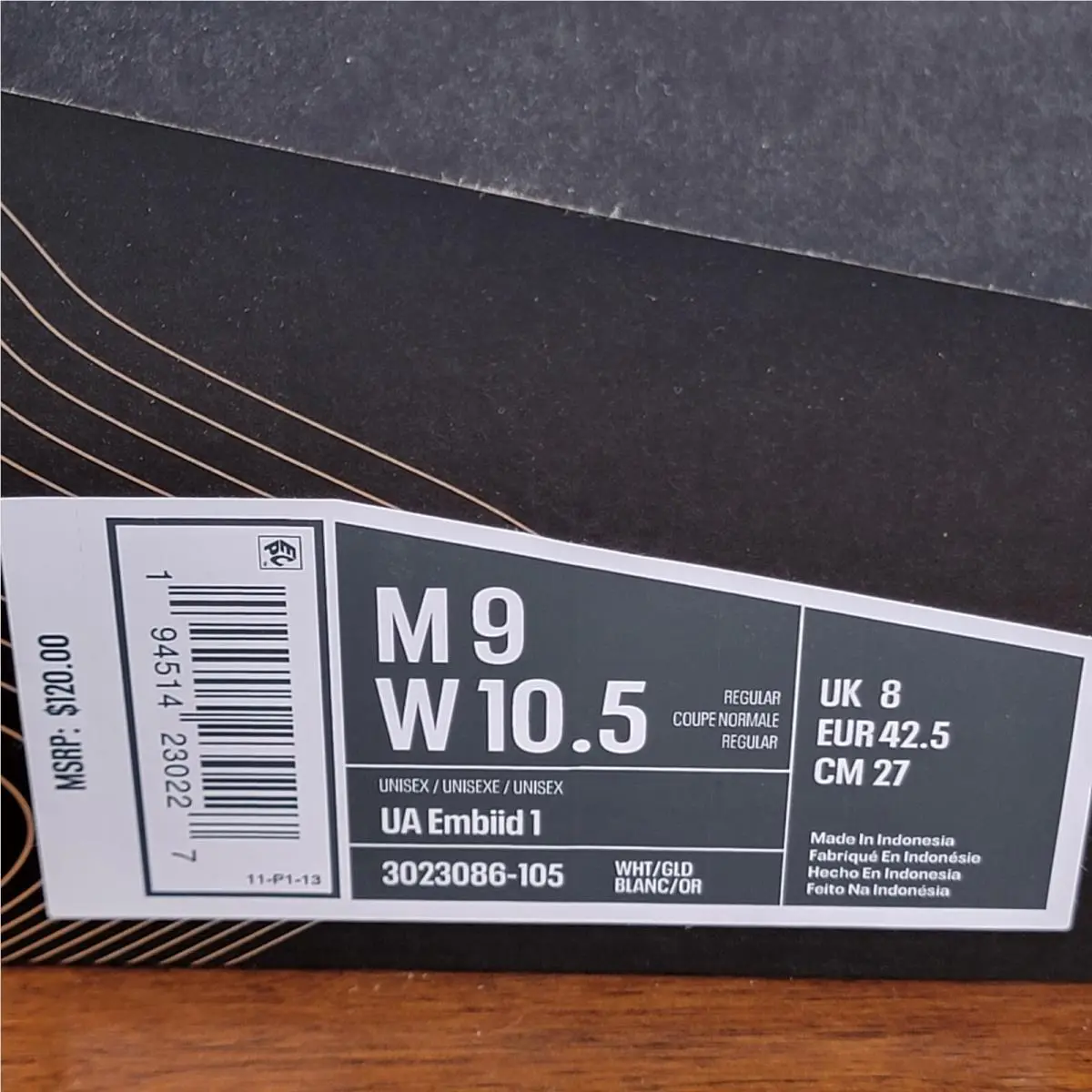 Under Armour shoes - Under Armour Ua Embiid 1 - 3023086-105 - White / Metallic Gold (UPC: 194514230227) 12