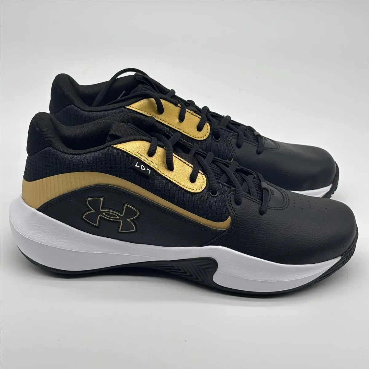 Under Armour UA Lockdown 7 Shoes Men Size 13 Black Gold Basketball 3028512-001