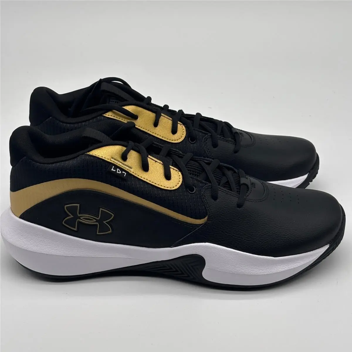 Under Armour UA Lockdown 7 Shoes Mens Size 15 Black Gold Basketball 3028512-001