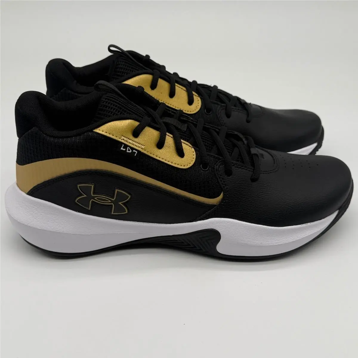 Under Armour UA Lockdown 7 Shoes Men Size 15 Black Gold Basketball 3028512-001