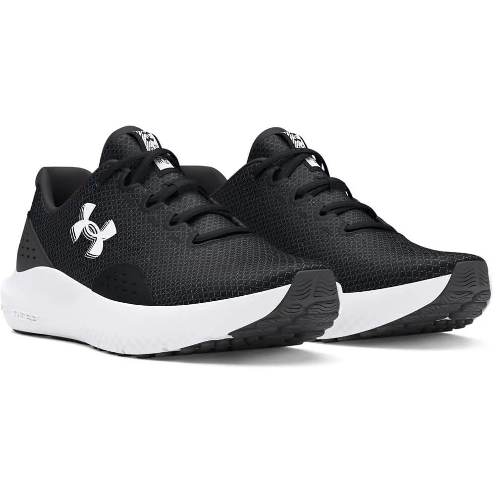 Under Armour Women`s 7.5 Charged Surge 4 Running Shoes Black White 3027007-001