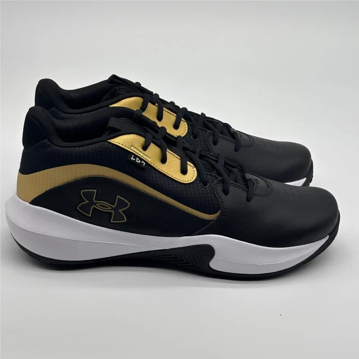 Under Armour Lockdown 7 Shoes Men Size 14 Black Gold Basketball 3028512-001