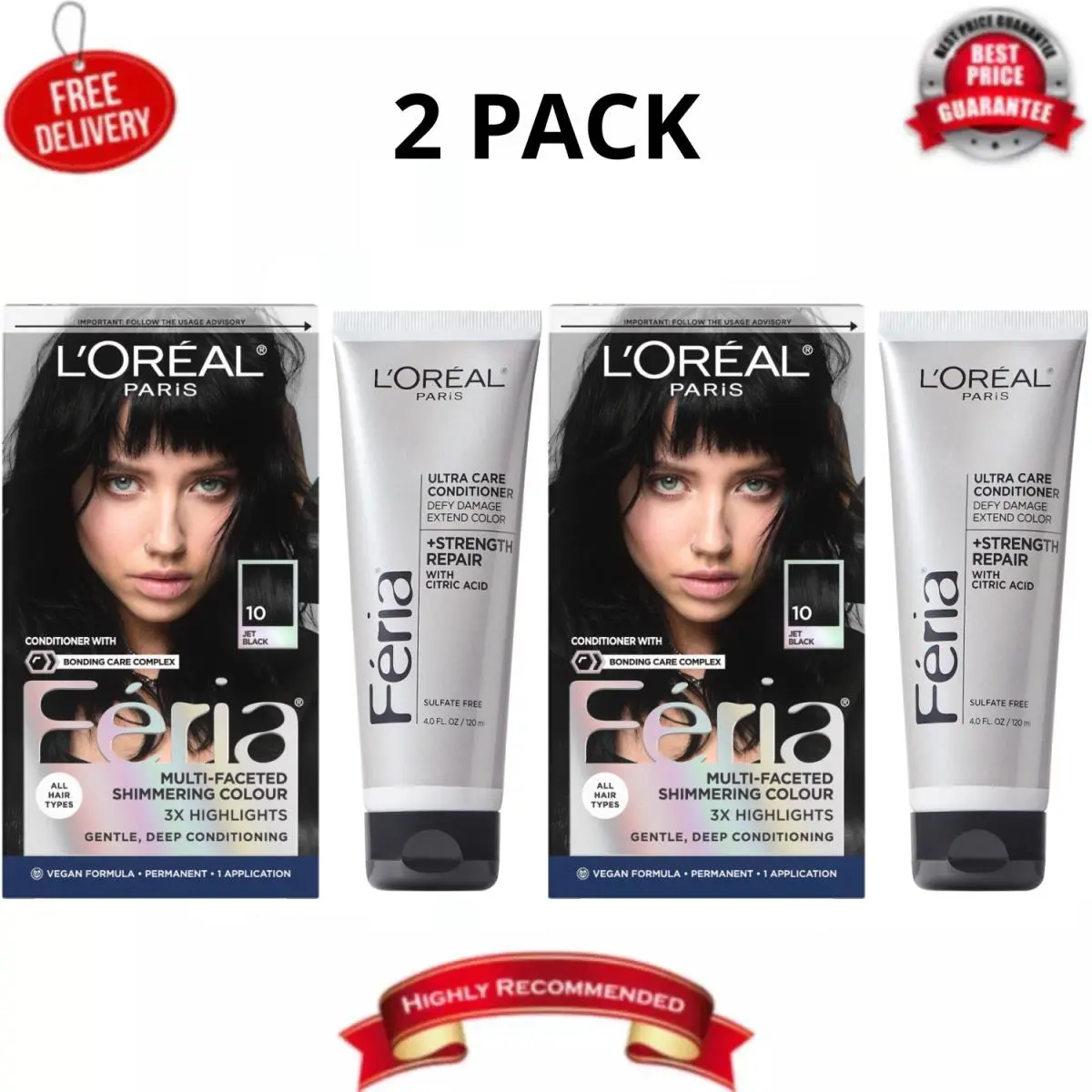 L`oreal Paris Feria Permanent Hair Color 2 Pack by L'Oréal