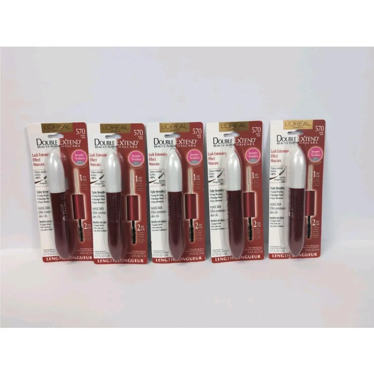 Pack of 5 L`oreal Double Extend Beauty Tubes Mascara 570 Black Loreal