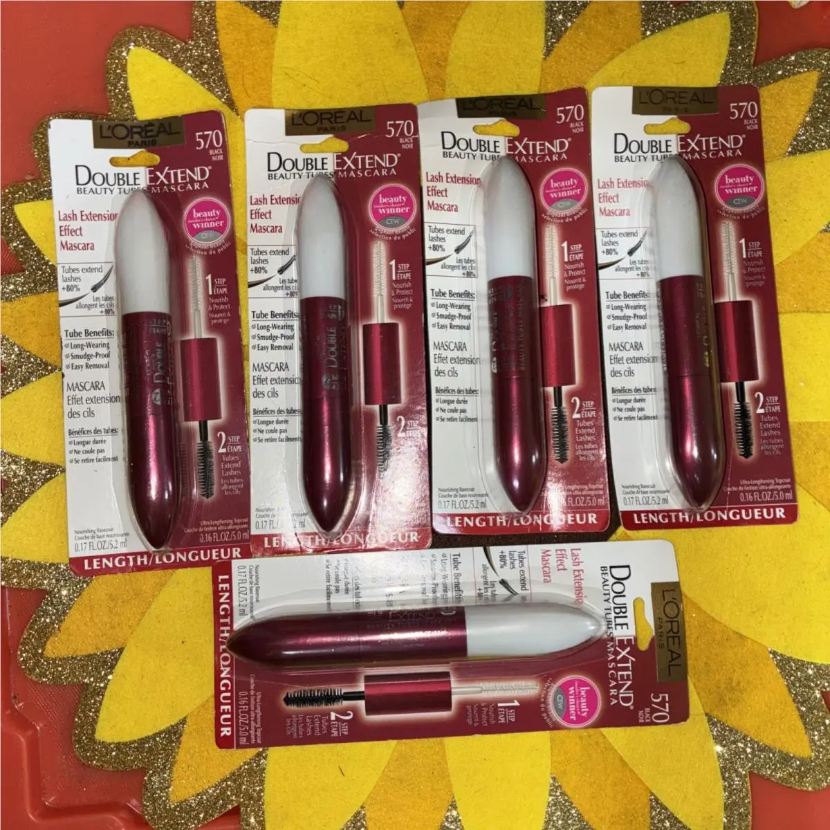 Pack of 5 L`oreal Double Extend Beauty Tubes Mascara 570 Black Loreal