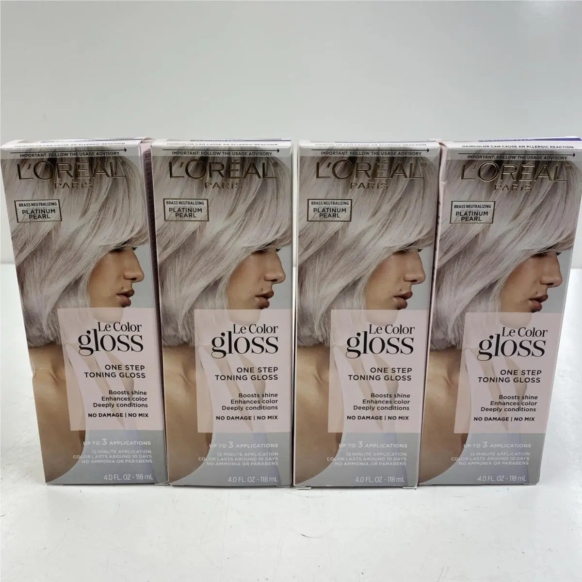 Lot x4 Loreal Le Color Gloss Platinum Pearl One Step Toning Gloss Hair Color Kit by L'Oréal