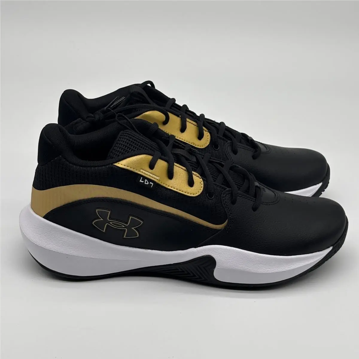 Under Armour UA Lockdown 7 Shoes Mens Size 15 Black Gold Basketball 3028512-001