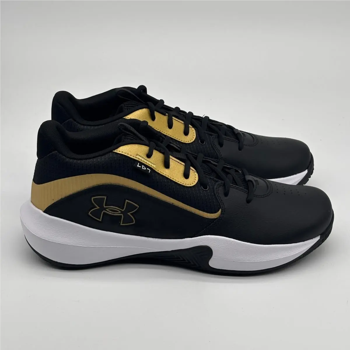 Under Armour Lockdown 7 Shoes Mens Size 14 Black Gold Basketball 3028512-001