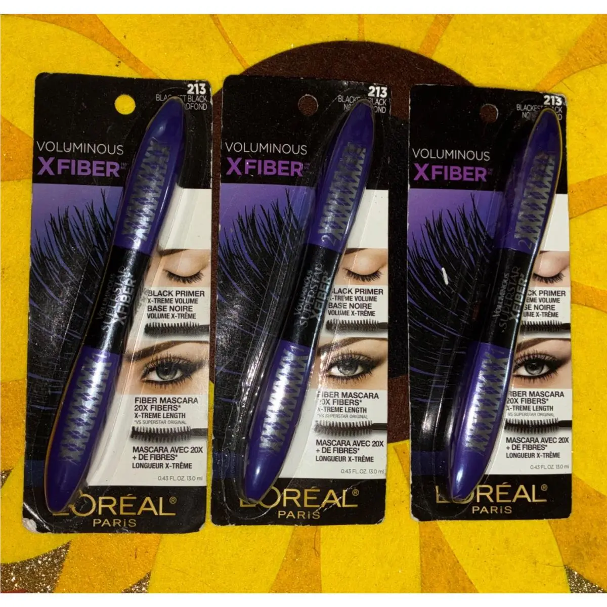 3X L`oreal Paris Voluminous X Fiber Washable Mascara 213 Blackest Black