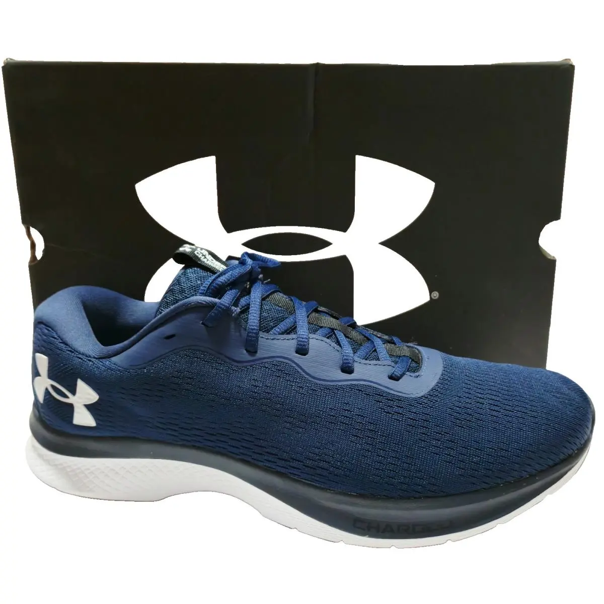 Under Armour Men`s UA Charged Bandit 7 Running Shoes Sneakers Navy White Size 12