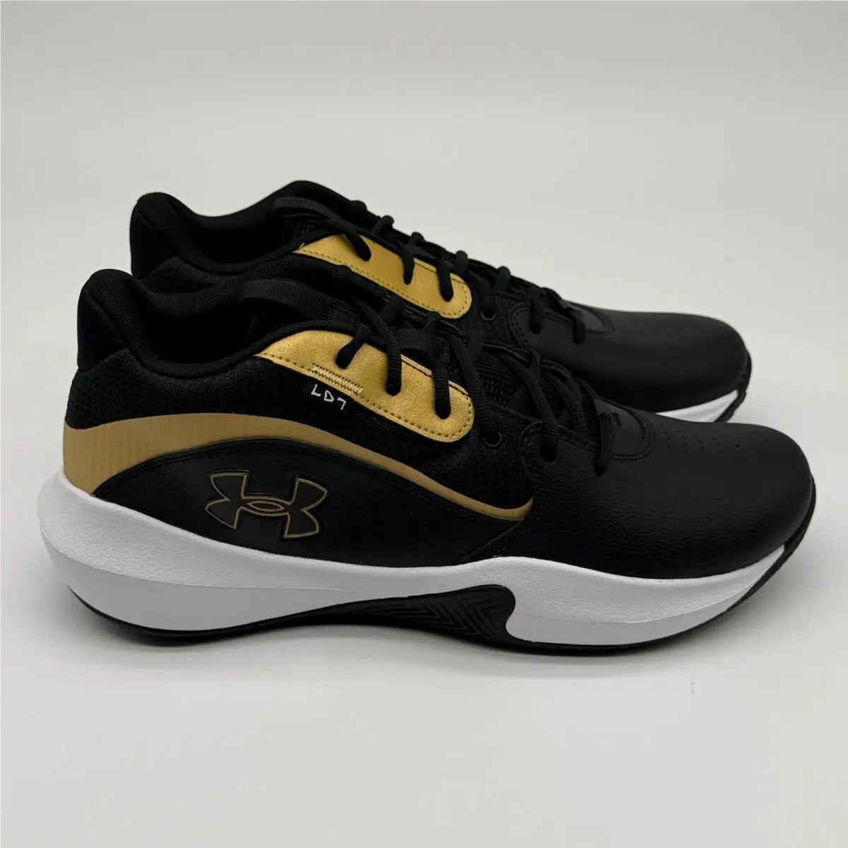 Under Armour Lockdown 7 Shoes Mens Size 15 Black Gold Basketball 3028512-001