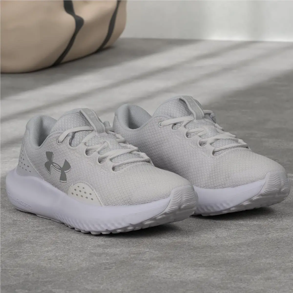 Under Armour Women`s Charged Surge 4 Size 11 White Halo Gray Running Shoes