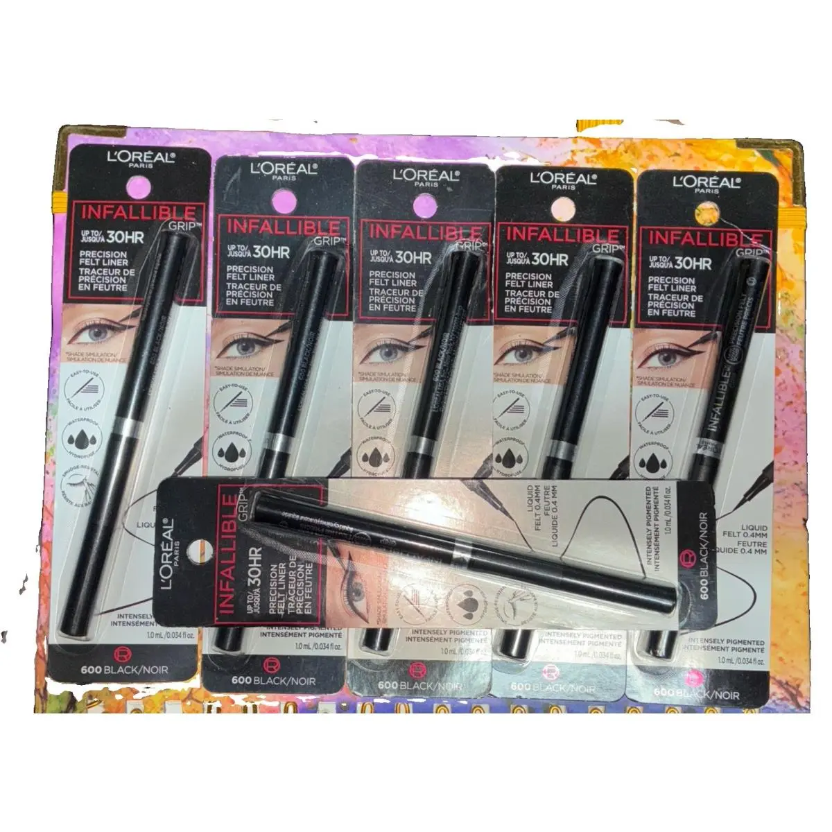 6 Loreal Infallible Precision Felt Liner 0.034 fl oz Each 600 Black 6 Pcs