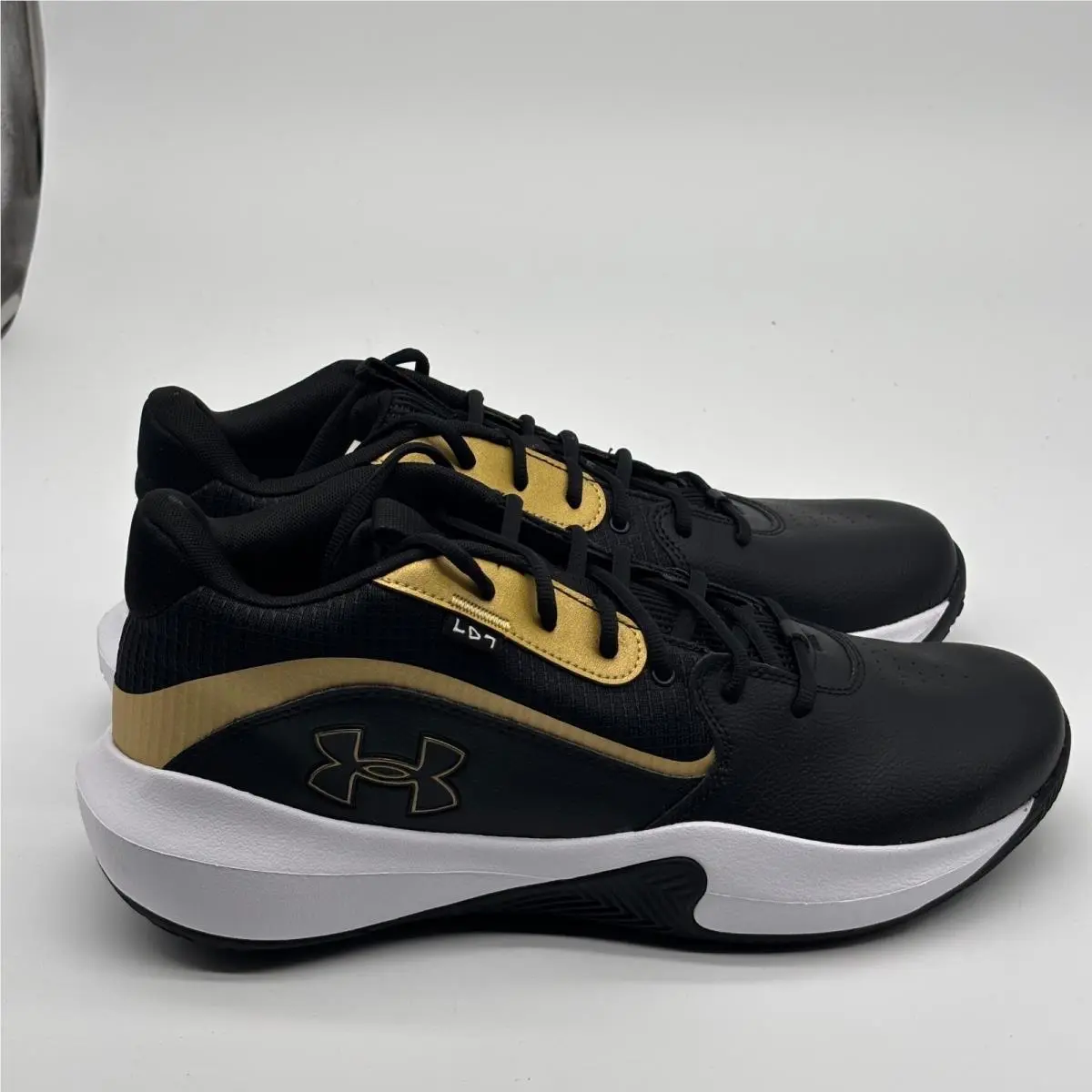 Under Armour UA Lockdown 7 Shoes Mens Size 14 Black Gold Basketball 3028512-001
