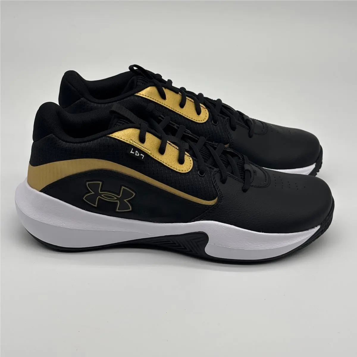 Under Armour UA Lockdown 7 Shoes Men Size 13 Black Gold Basketball 3028512-001