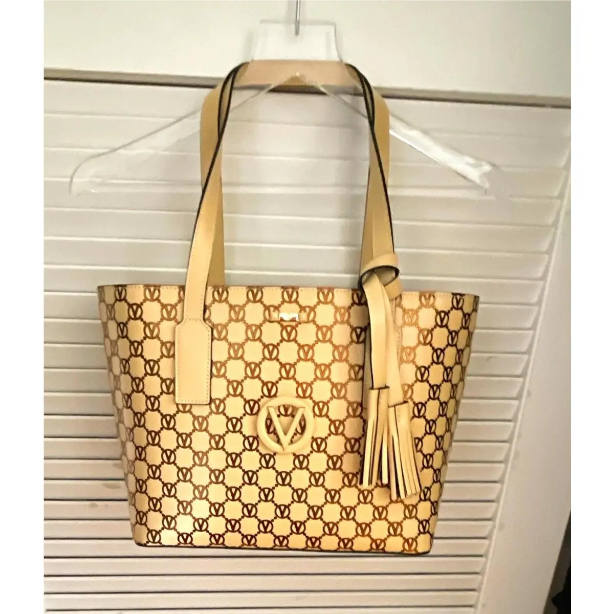 Valentino Beige/brown Logo Large Tote Bag w/ Tassel Dust Bag Card