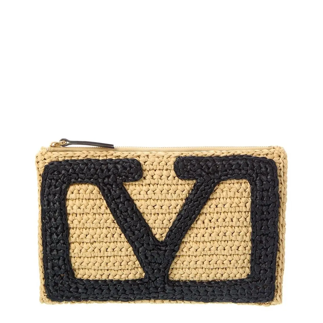 Valentino Viva Superstar Raffia Pouch Women`s Beige
