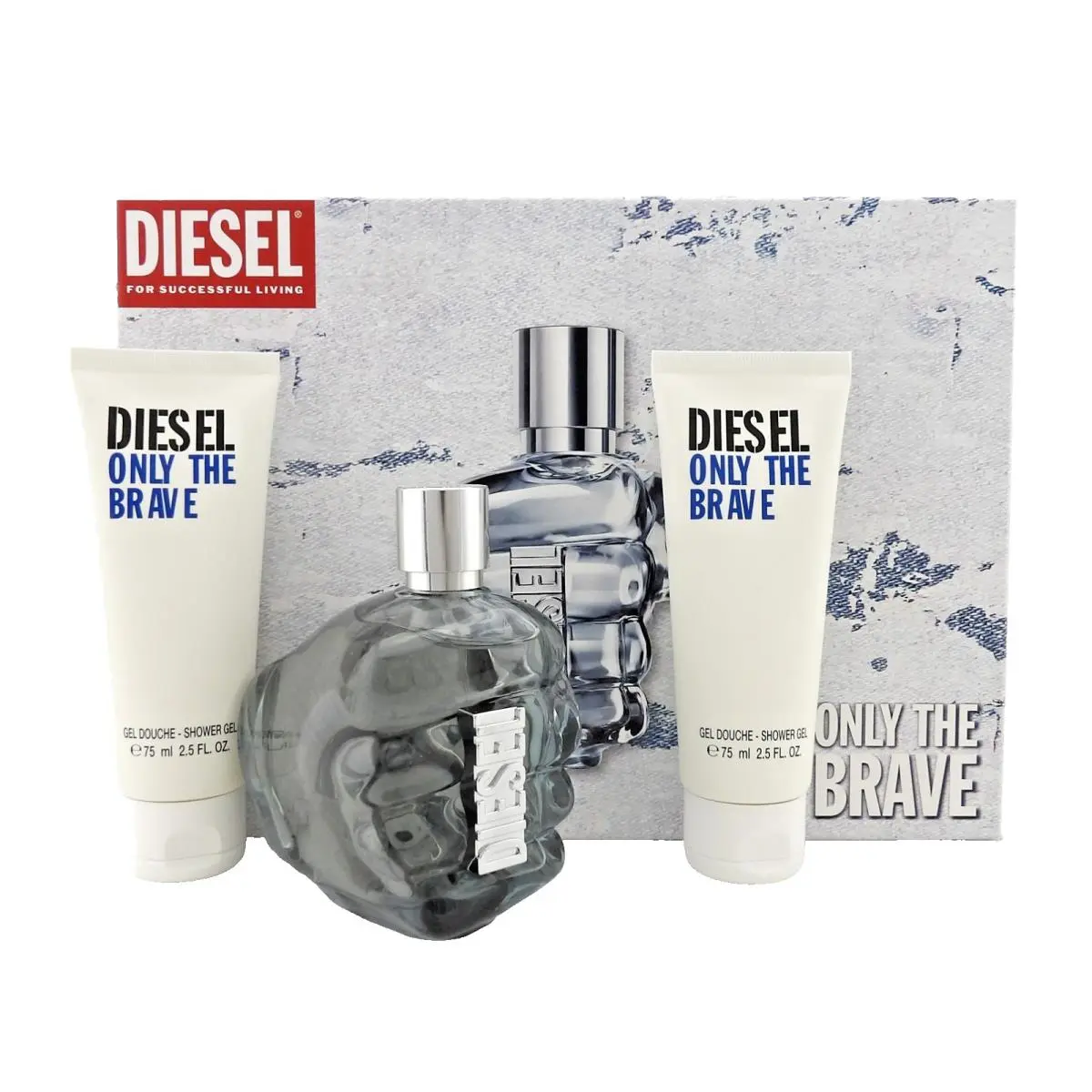 Diesel Only The Brave 4.2 Oz. Edt Spray + 2 X 2.5 Oz. Shower Gel Men`s Set