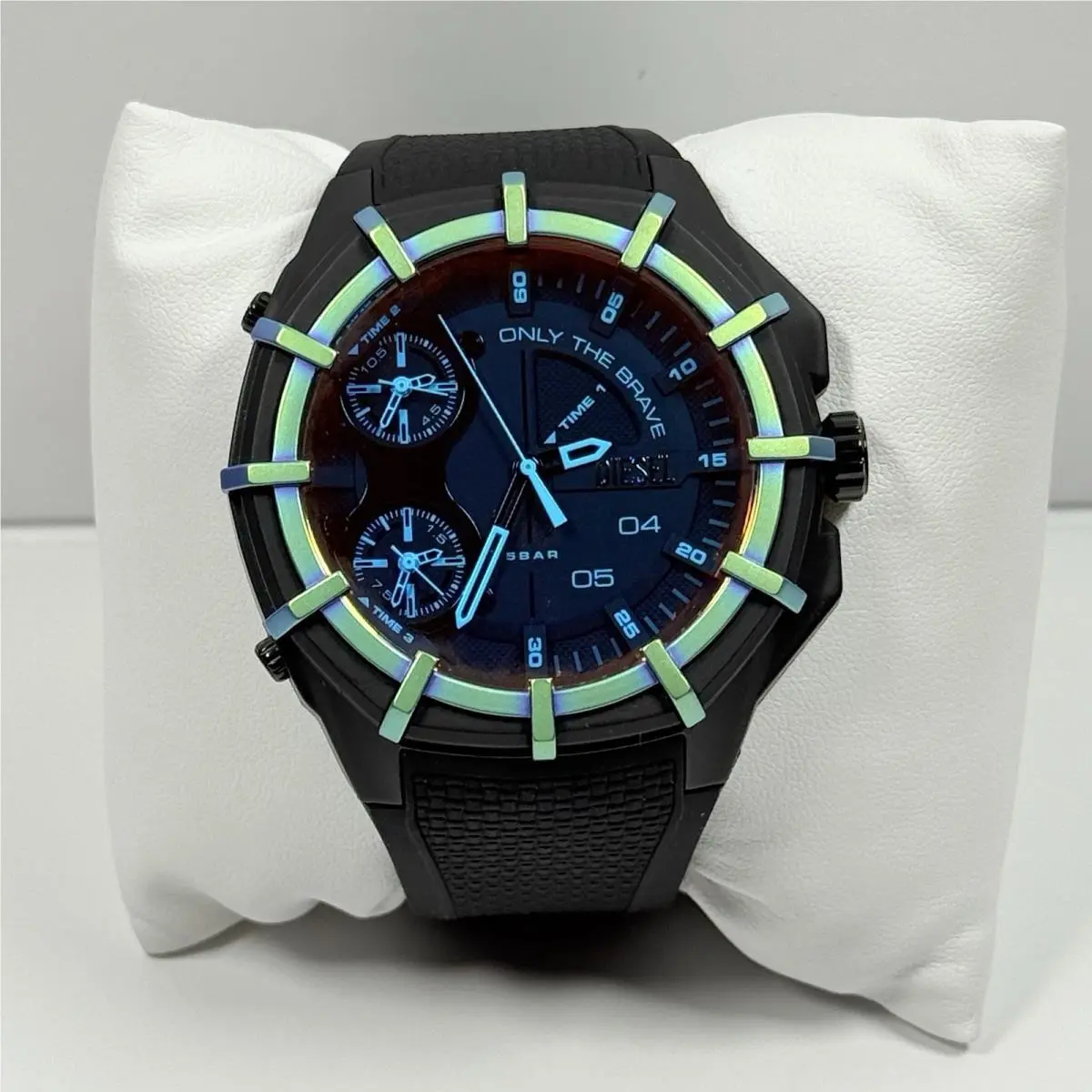 Framed DZ1986 Multicolor Face Black Dial Black Silicone Band Men’s Watch by Diesel