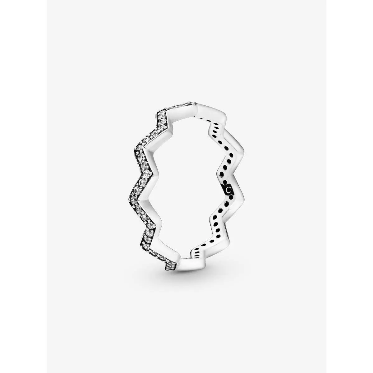 Zigzag Silver Ring with Clear Cubic zirconia-197751CZ with Gift Box by Pandora