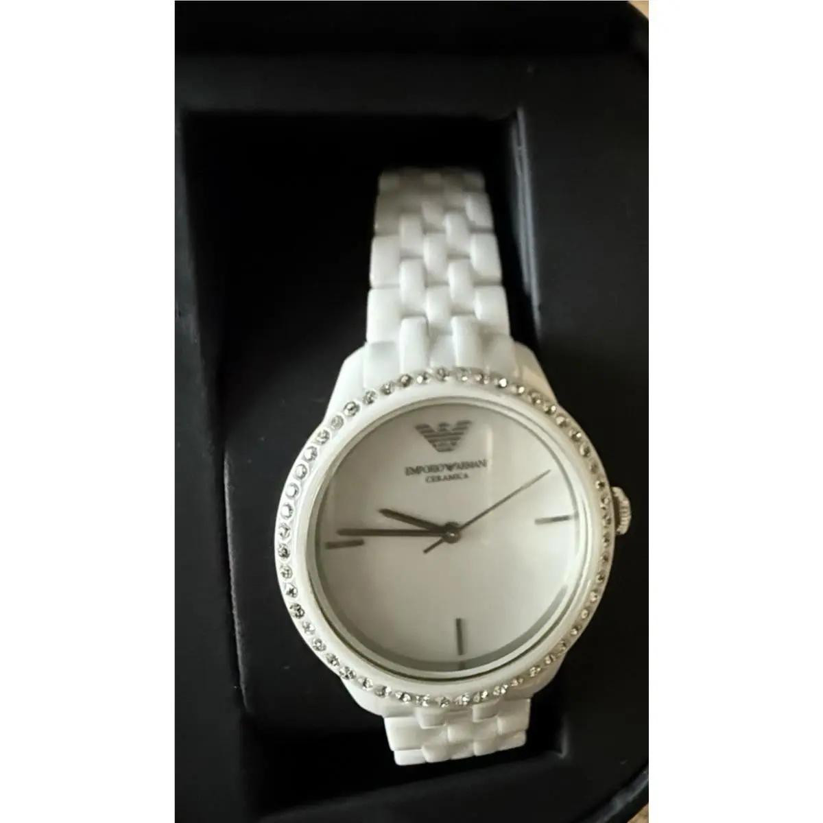 Emporio Armani Ceramica Watch Crystal Ceramic White Dial Women AR147