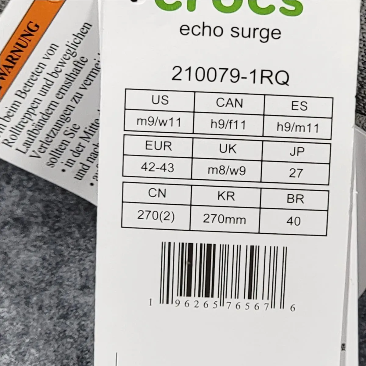 Crocs shoes - Crocs Echo Surge - Echo Surge - Gray (UPC: 196265765676) 10