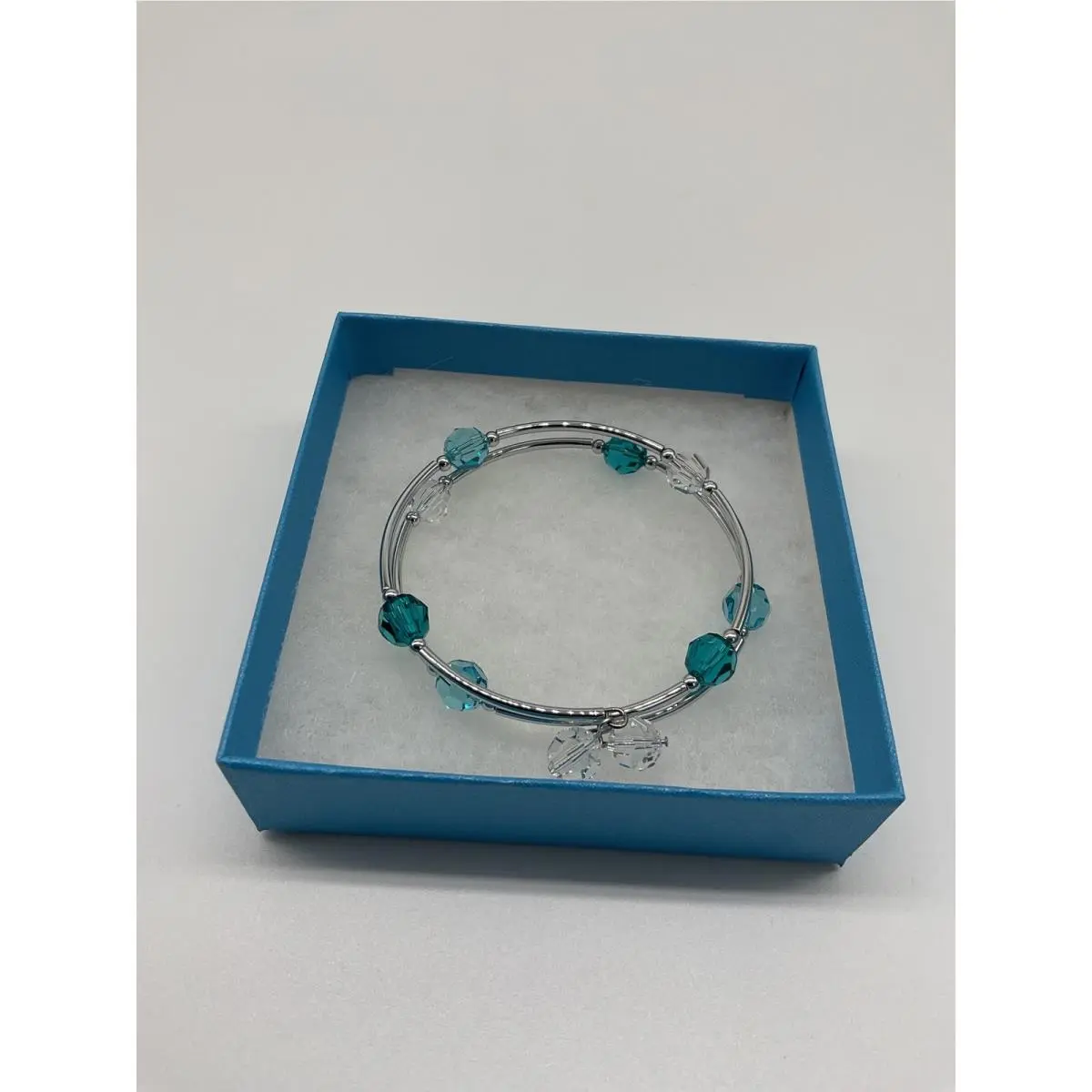 Touchstone Crystal Swarovski Wind Up Bracelet Blue Zircon Light Turquoise