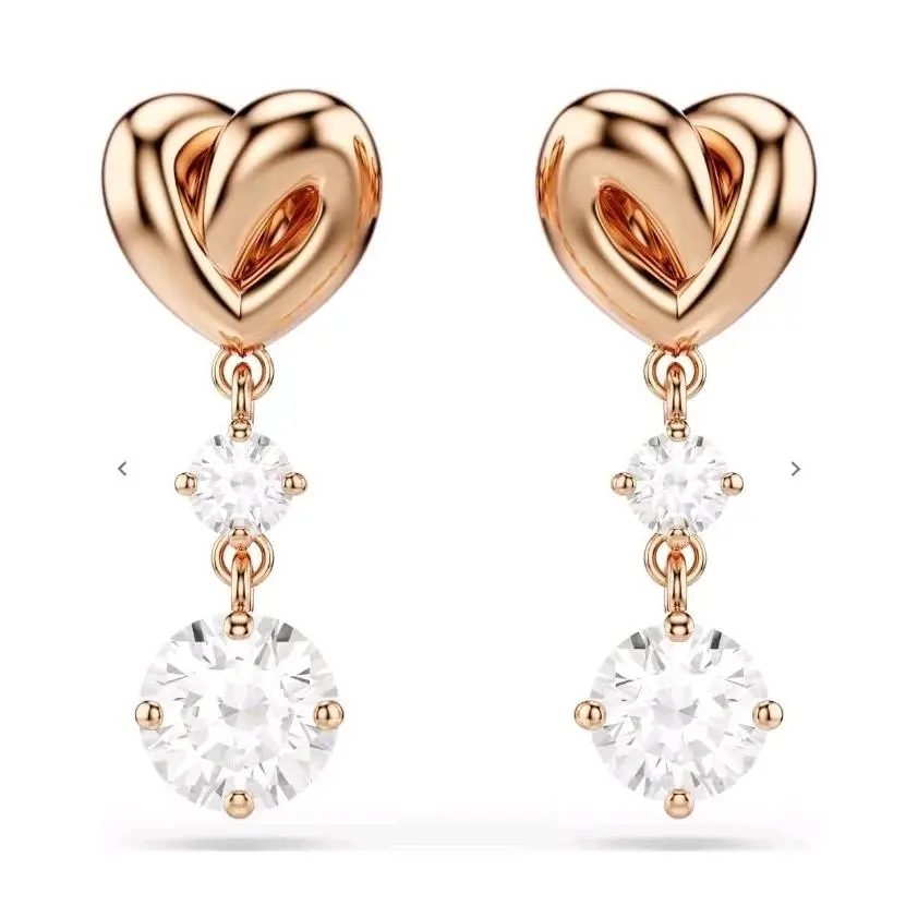 Swarovski Lifelong Earrings Set Drop Chandelier Style Rose Gold Finish