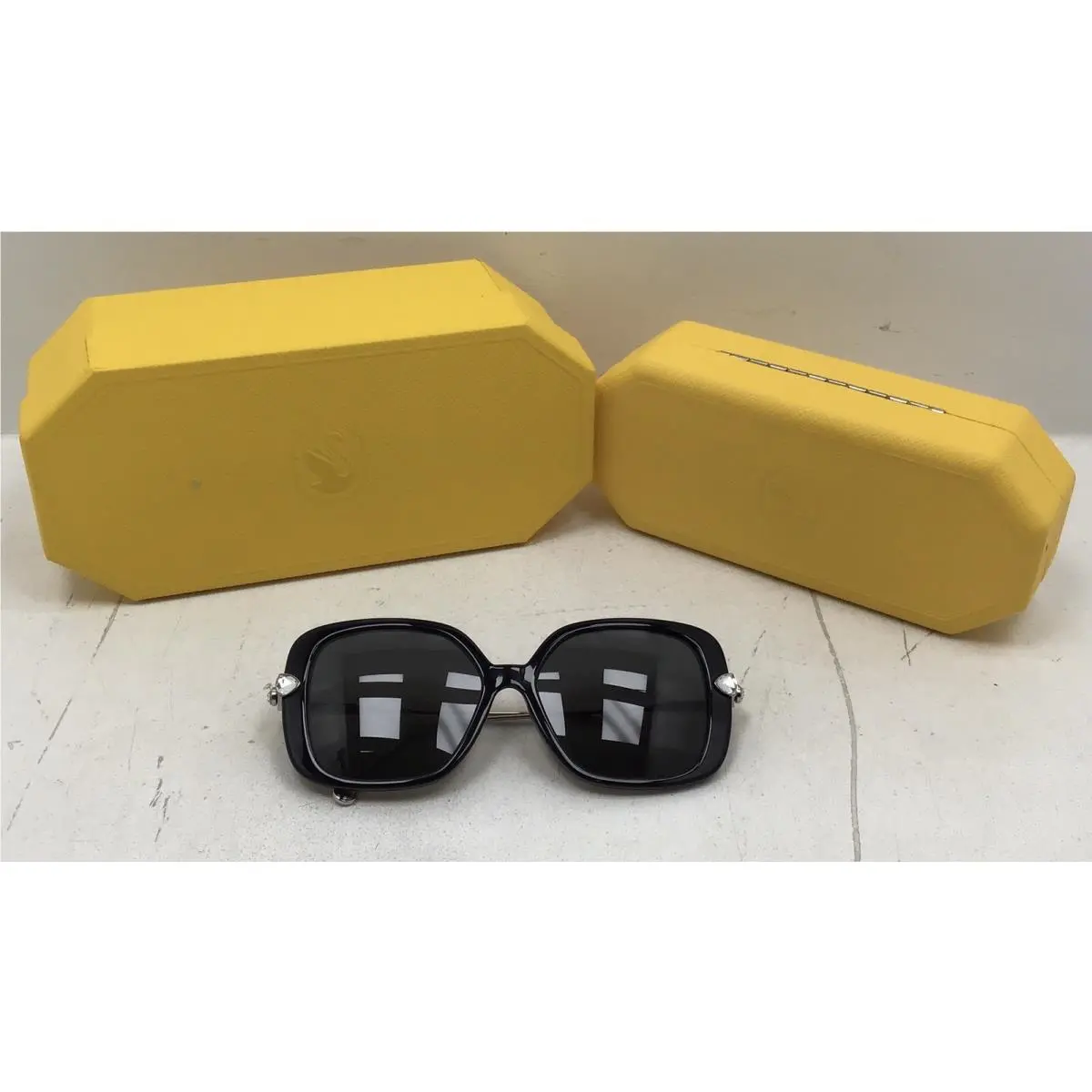 Women’s Black Dark Grey 56 mm Square Sunglasses by Swarovski
