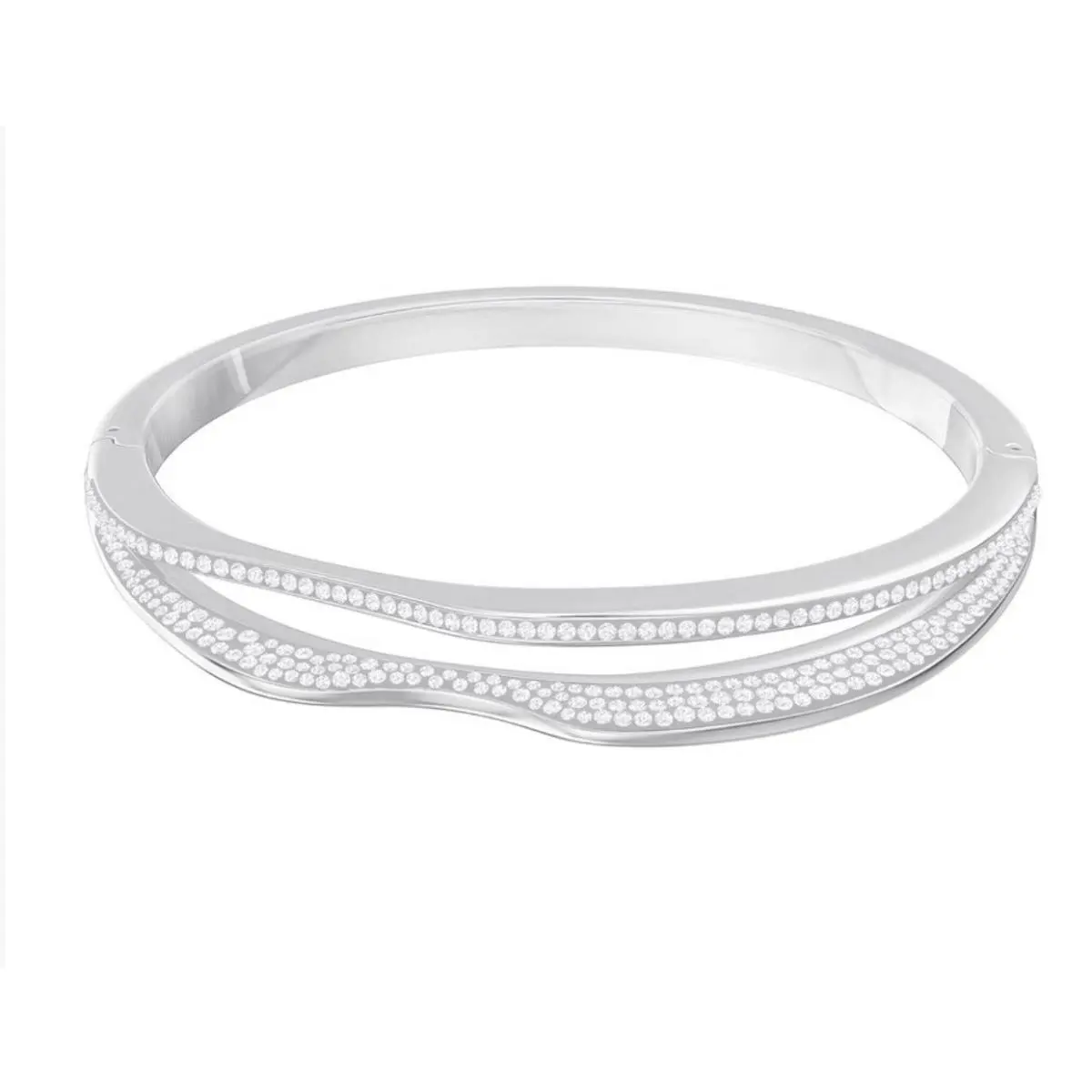 Swarovski Bilezik Hilly Narrow White Clear Rhodium Bangle Bracelet Sz S 5366590