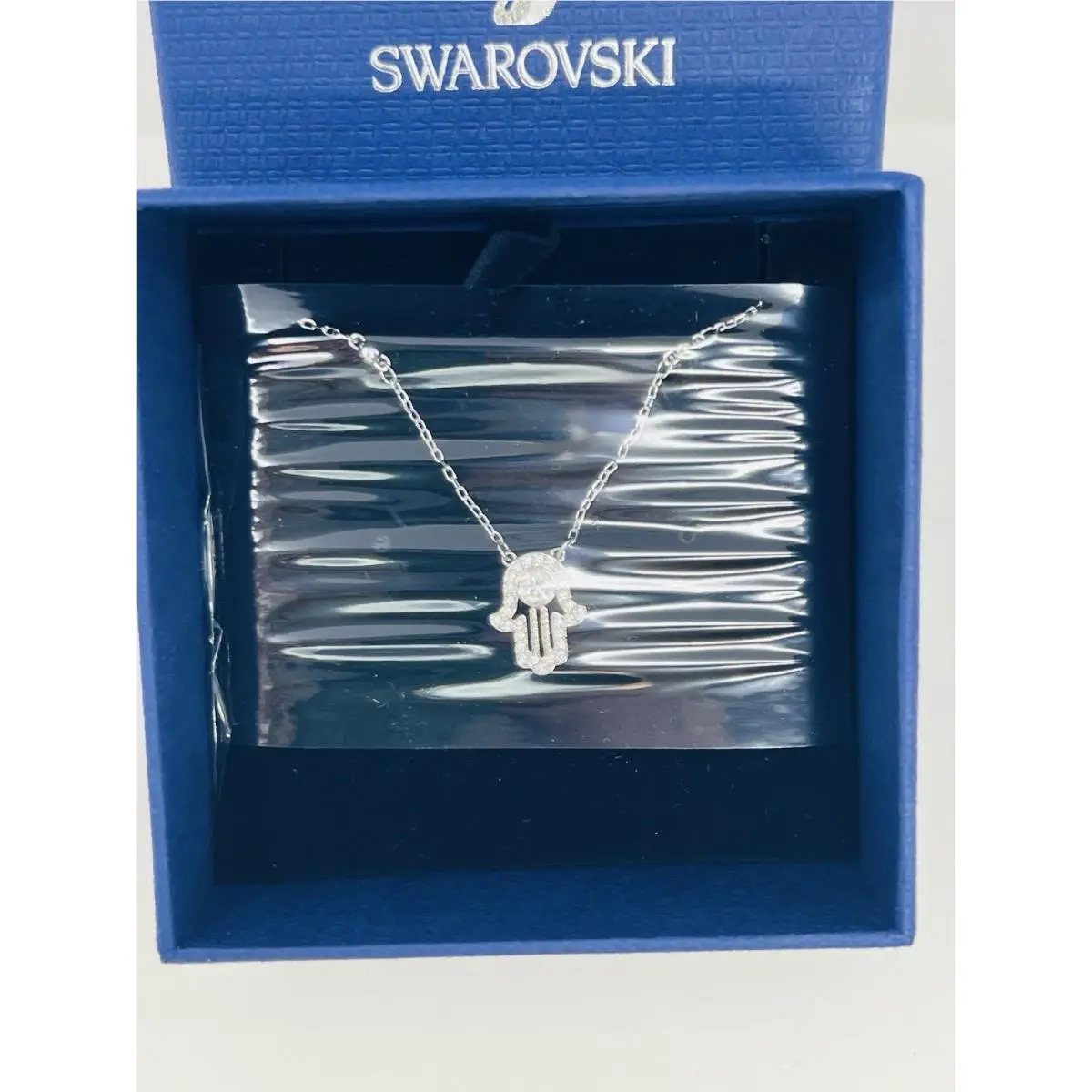 Lucky Hamsa Hand Silver Necklace 5429731 Mib by Swarovski