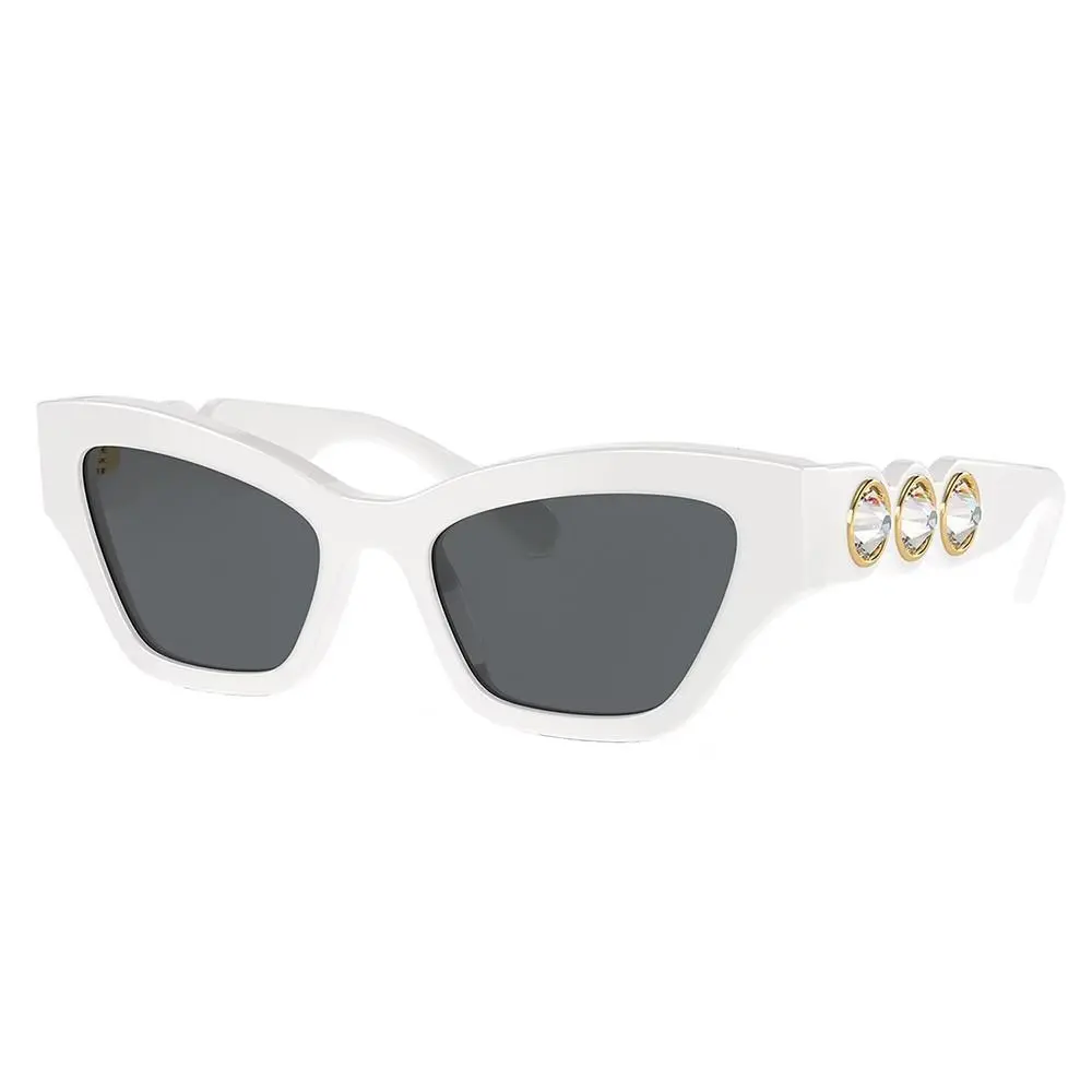 Swarovski SK 6021 105087 White Plastic Irregular Sunglasses Grey Lens