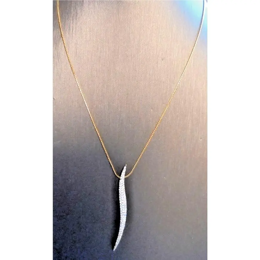 Swarovski Swan Signed Gold Rhodium Plated 18 Necklace w/ Journey Pendant