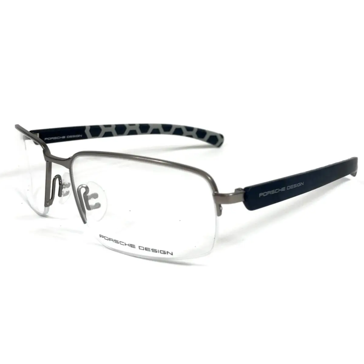 Porsche Design Eyeglasses Frames P8201 D Matte Light Gray Dark Blue 58-17-135