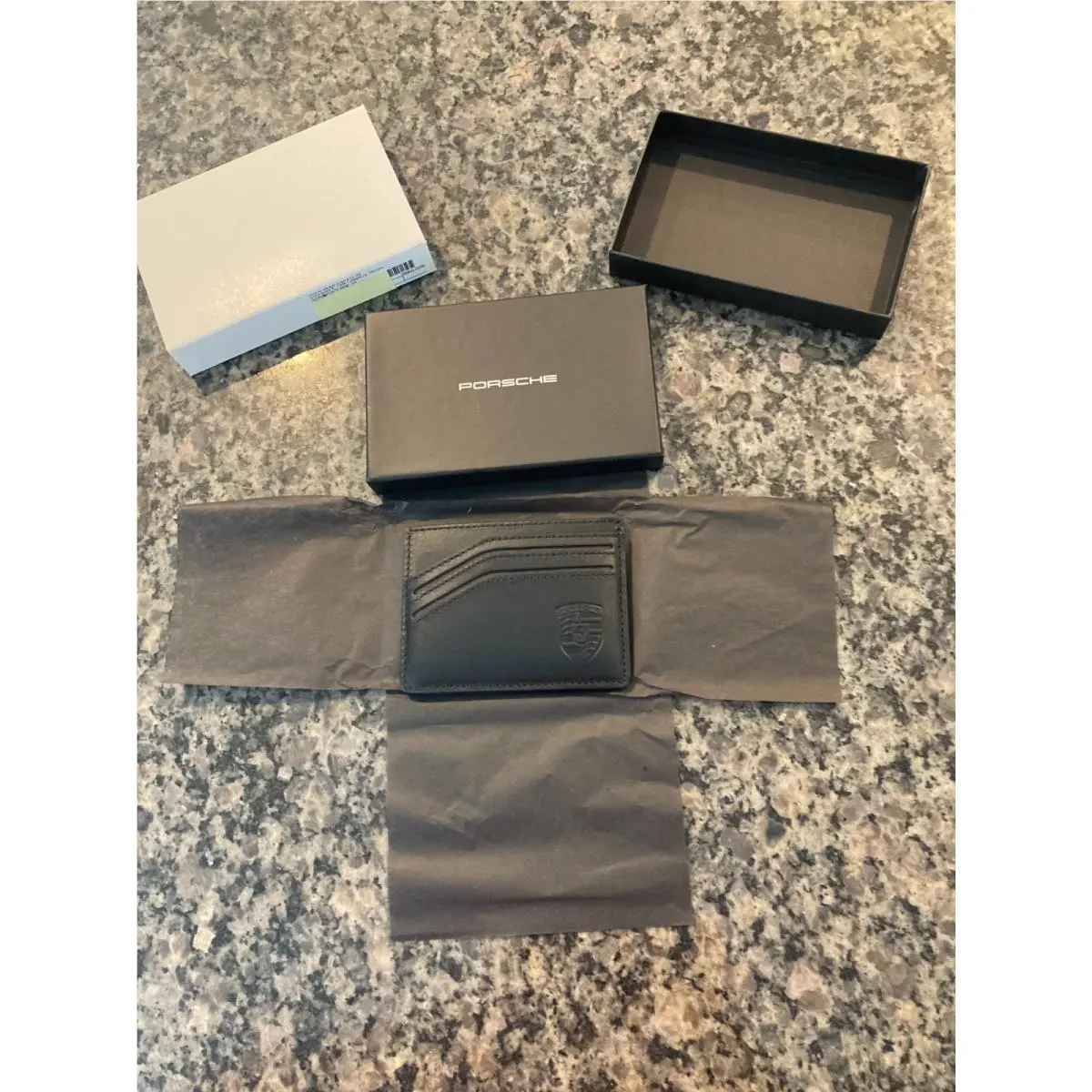Porsche Design Black Dual-sidded Leather Card Case with Logos. W/box