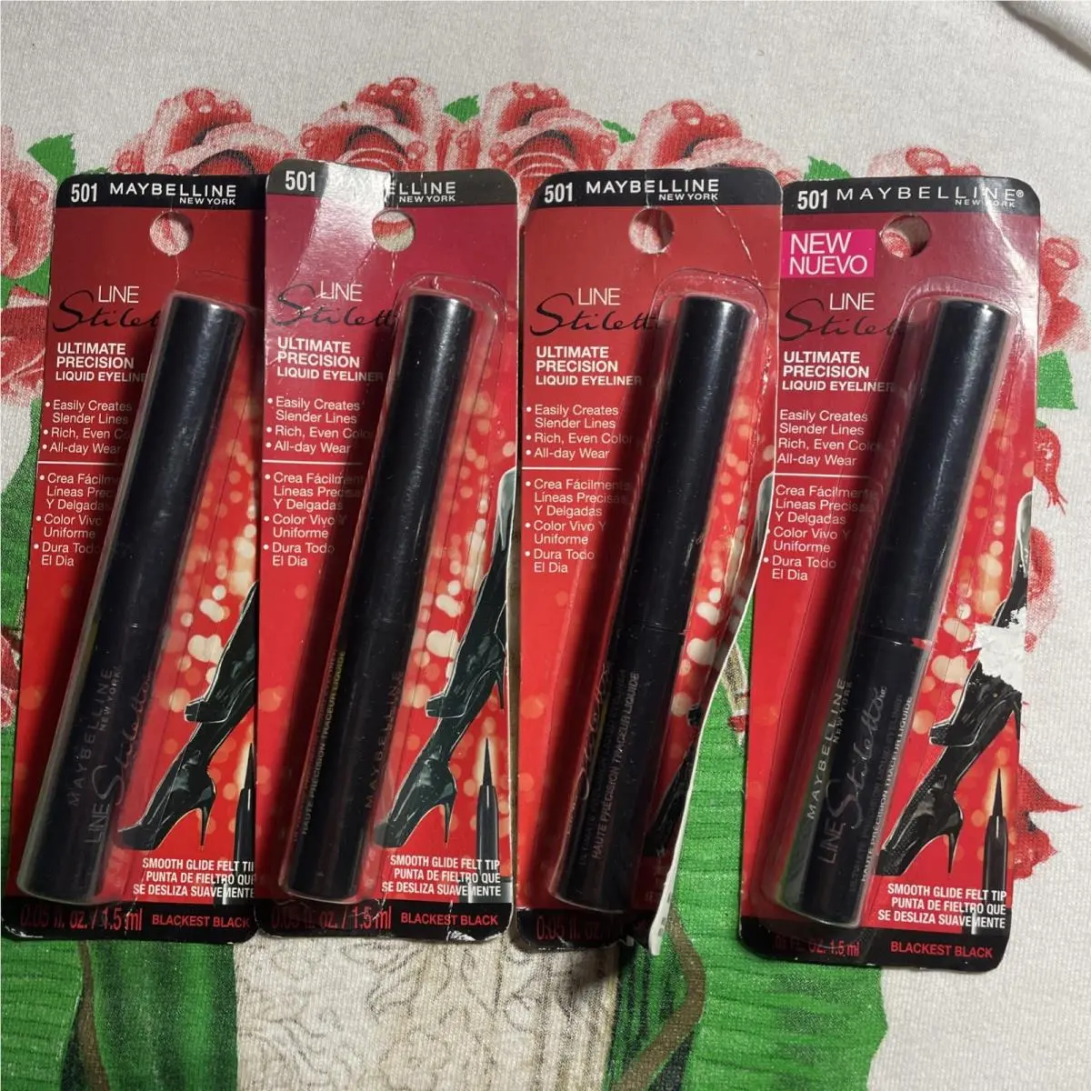 4 Maybelline 501 Blackest Black Line Stiletto Precision Eyeliner New Read See