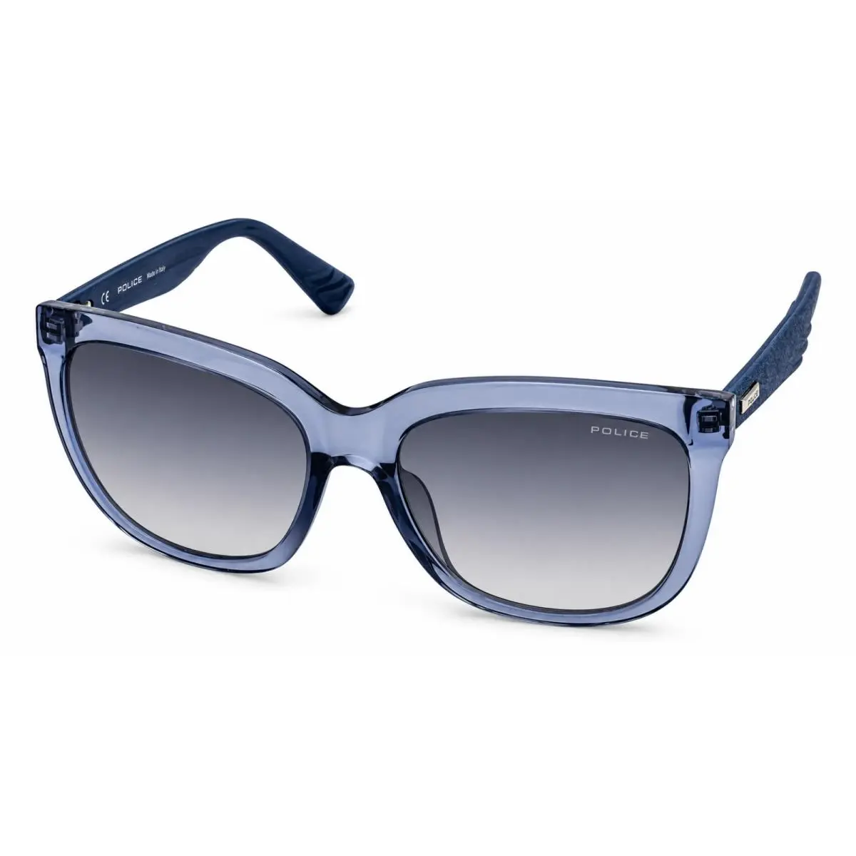 Police Womens Crystal Blue Square Plastic Sunglass Gradient Lens SPL410 0892