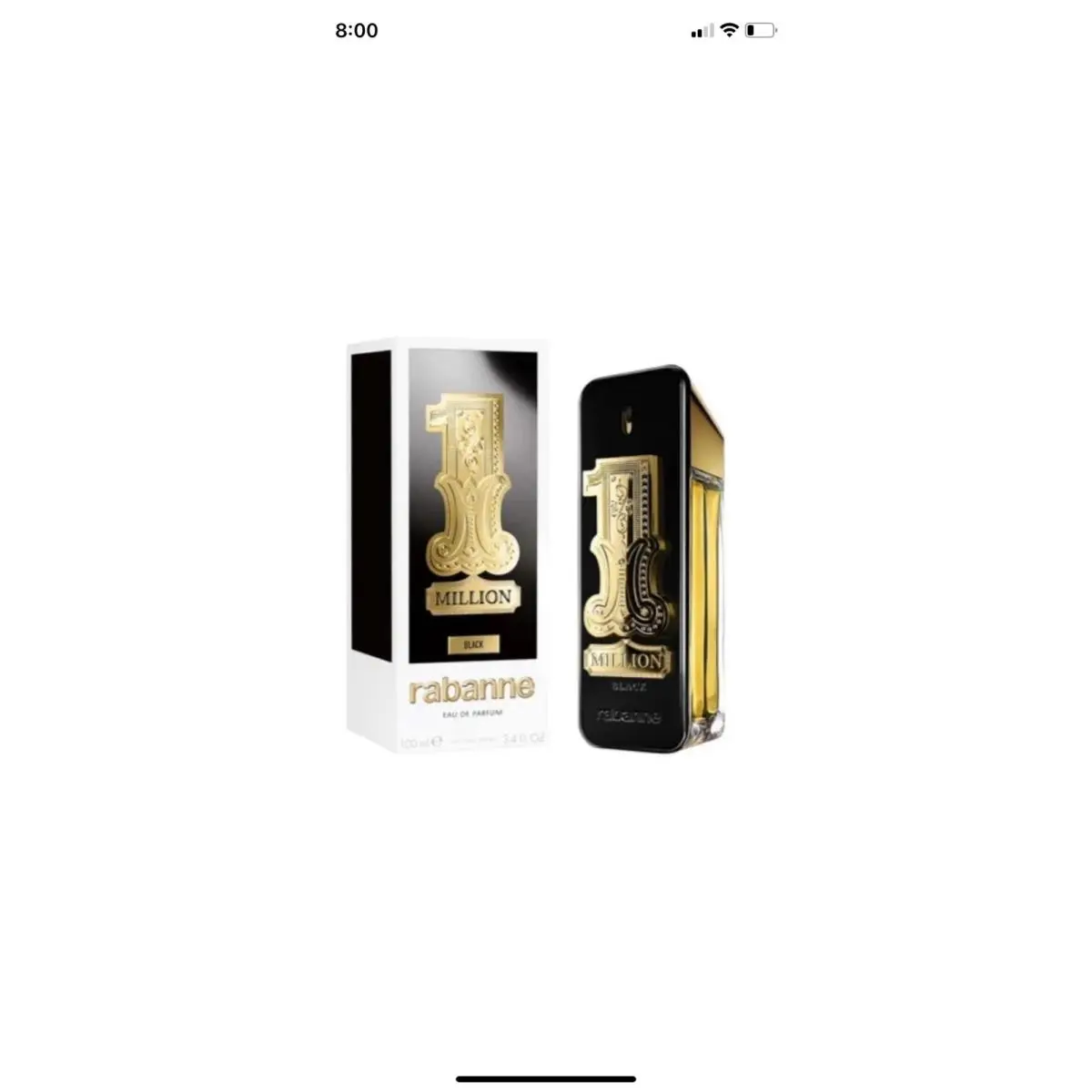 1 Million Black Paco Rabanne 3.4 Oz Eau De Parfum Men Spray