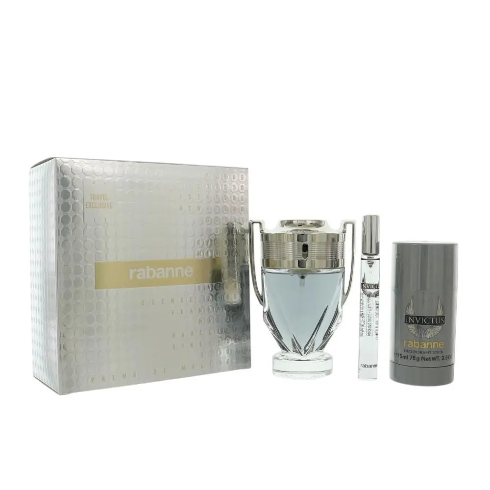 Invictus by Paco Rabanne Gift Set For Men 3 Piece Gift Set For Men - 3.4 Oz Eau