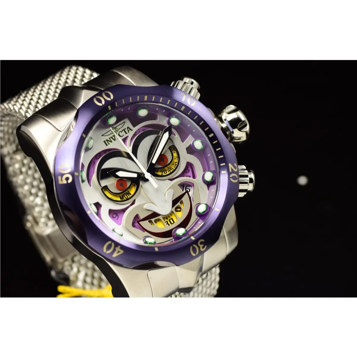 Invicta Mens 54mm Venom Joker Edition Swiss Chronograph Mesh Steel Watch