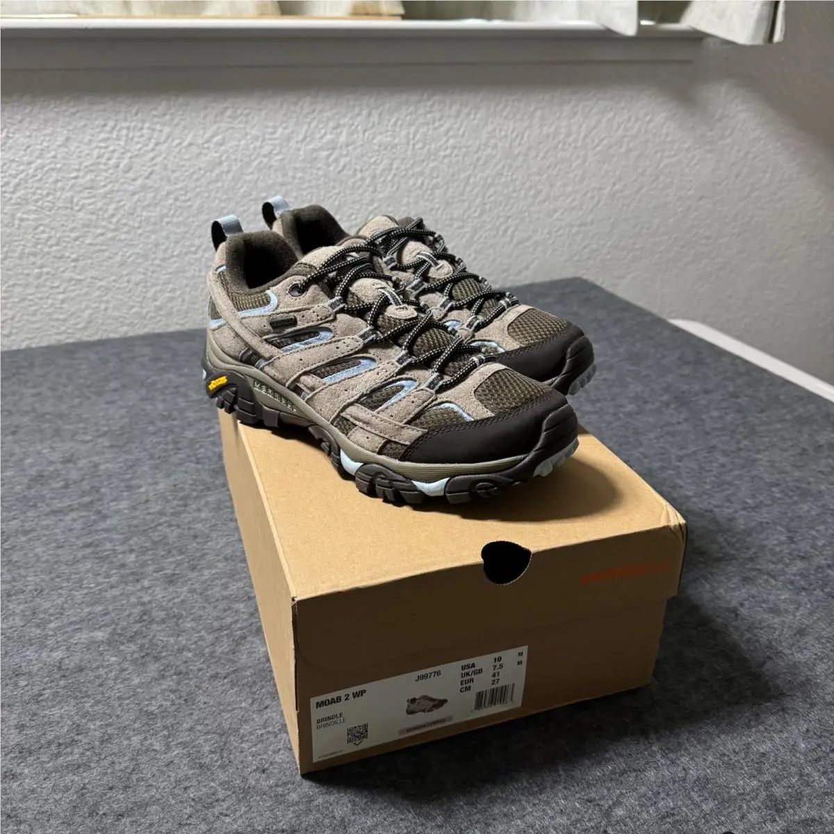 Merrell Moab 2 WP Womens 10 Hiking Shoes Brindle Brown J99776 Waterproof