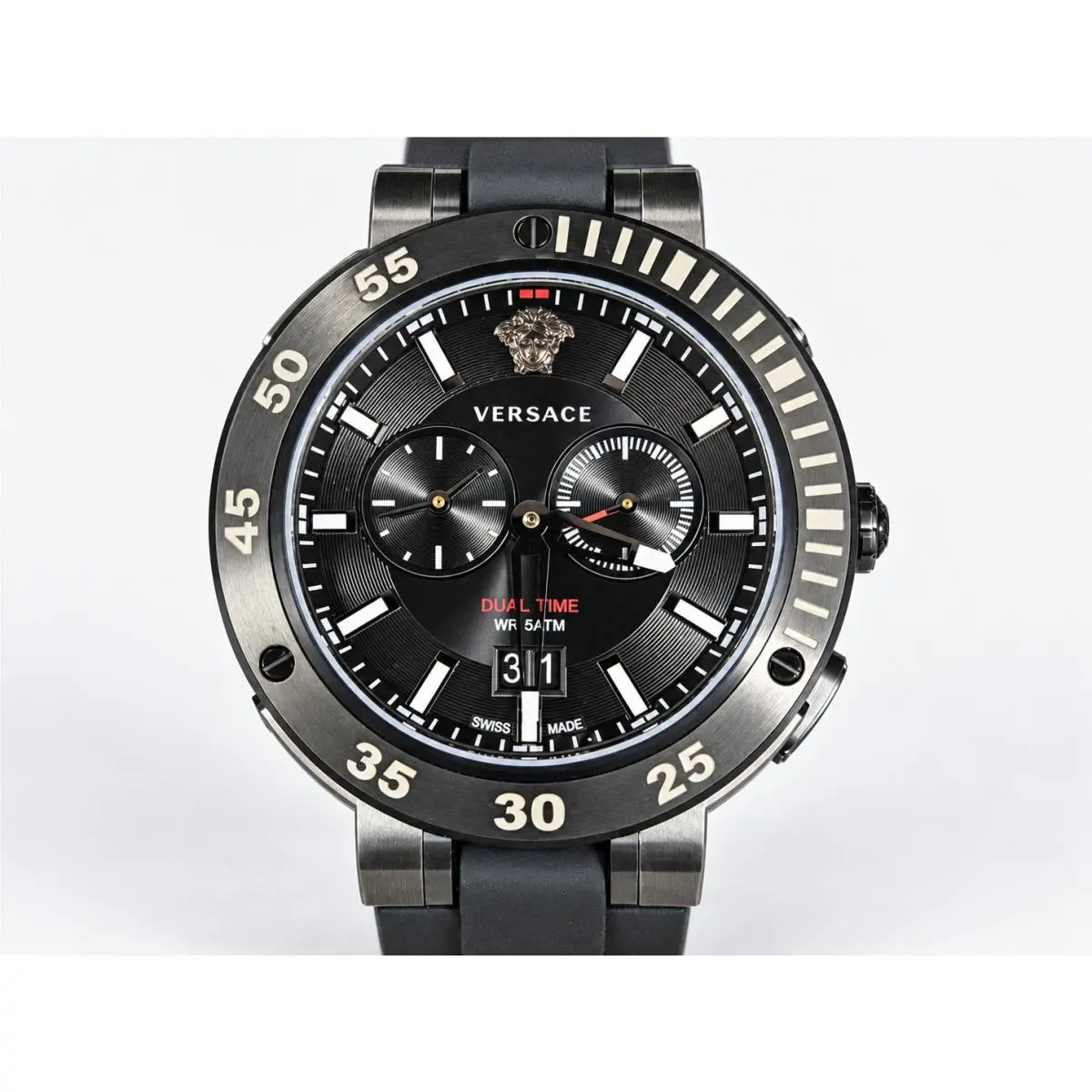 Versace V-extreme Pro Dual Time VECN00219 46mm Black Swiss Quartz Watch