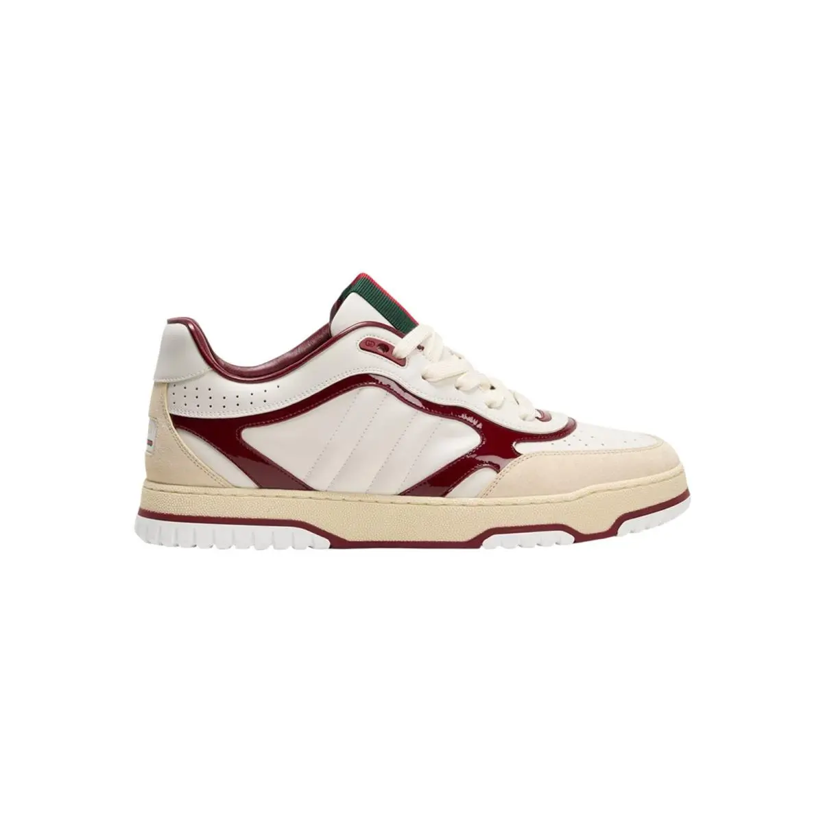 Men`s Gucci White Red Leather Suede Re-web Sneakers 818002